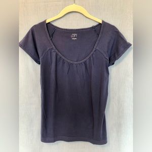 Ann Taylor LOFT blue flutter sleeve t-shirt. Scoop neck, size S.